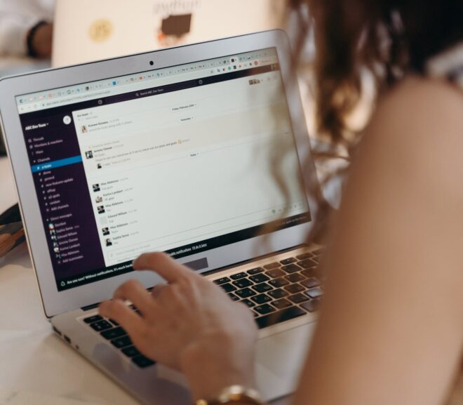 woman using a laptop