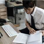 Women on desk in office